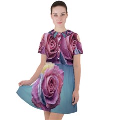 Rose Flower Love Romance Beautiful Short Sleeve Shoulder Cut Out Dress  by artworkshop