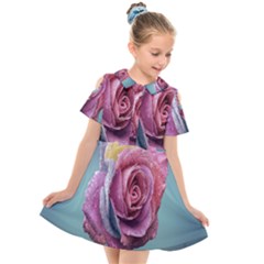 Rose Flower Love Romance Beautiful Kids  Short Sleeve Shirt Dress by artworkshop