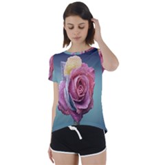 Rose Flower Love Romance Beautiful Short Sleeve Foldover Tee by artworkshop