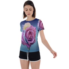 Rose Flower Love Romance Beautiful Back Circle Cutout Sports Tee by artworkshop