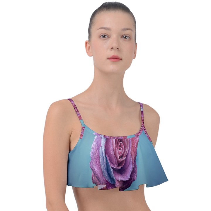 Rose Flower Love Romance Beautiful Frill Bikini Top