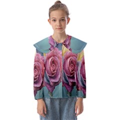 Rose Flower Love Romance Beautiful Kids  Peter Pan Collar Blouse