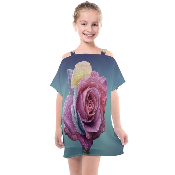 Rose Flower Love Romance Beautiful Kids  One Piece Chiffon Dress