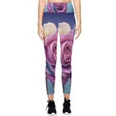 Rose Flower Love Romance Beautiful Pocket Leggings 