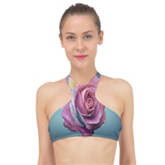 Rose Flower Love Romance Beautiful High Neck Bikini Top by artworkshop