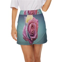 Rose Flower Love Romance Beautiful Mini Front Wrap Skirt