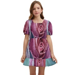 Rose Flower Love Romance Beautiful Kids  Short Sleeve Dolly Dress