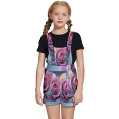 Rose Flower Love Romance Beautiful Kids  Short Overalls by artworkshop