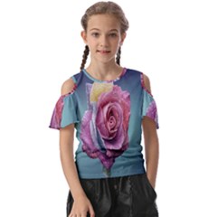 Rose Flower Love Romance Beautiful Kids  Butterfly Cutout Tee by artworkshop