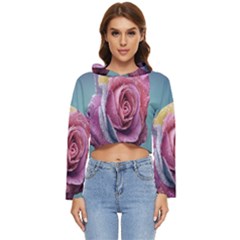 Rose Flower Love Romance Beautiful Women s Lightweight Cropped Hoodie by artworkshop