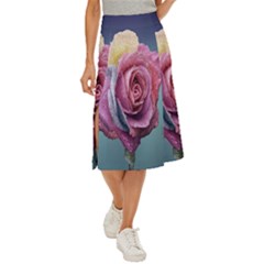 Rose Flower Love Romance Beautiful Midi Panel Skirt