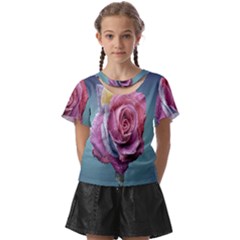 Rose Flower Love Romance Beautiful Kids  Front Cut Tee by artworkshop