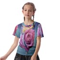 Rose Flower Love Romance Beautiful Kids  Front Cut Tee View2