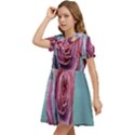 Rose Flower Love Romance Beautiful Kids  Bow Tie Puff Sleeve Dress View3