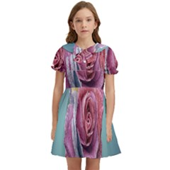 Rose Flower Love Romance Beautiful Kids  Bow Tie Puff Sleeve Dress by artworkshop