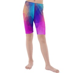 Triangles Polygon Color Kids  Mid Length Swim Shorts by artworkshop