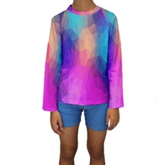 Triangles Polygon Color Kids  Long Sleeve Swimwear by artworkshop