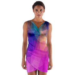 Triangles Polygon Color Wrap Front Bodycon Dress by artworkshop