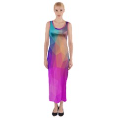 Triangles Polygon Color Fitted Maxi Dress by artworkshop