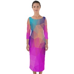 Triangles Polygon Color Quarter Sleeve Midi Bodycon Dress by artworkshop