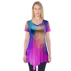 Triangles Polygon Color Short Sleeve Tunic  by artworkshop