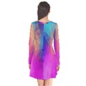 Triangles Polygon Color Long Sleeve V-neck Flare Dress View2