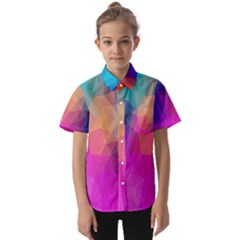 Triangles Polygon Color Kids  Short Sleeve Shirt by artworkshop