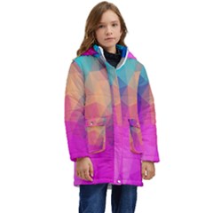 Triangles Polygon Color Kid s Hooded Longline Puffer Jacket