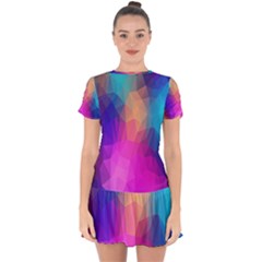 Triangles Polygon Color Drop Hem Mini Chiffon Dress by artworkshop