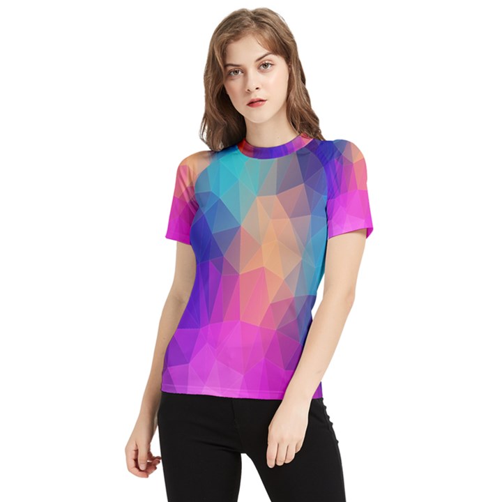 Triangles Polygon Color Women s Short Sleeve Rash Guard