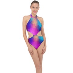 Triangles Polygon Color Halter Side Cut Swimsuit by artworkshop