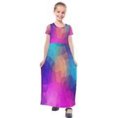 Triangles Polygon Color Kids  Short Sleeve Maxi Dress by artworkshop