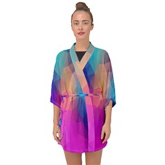 Triangles Polygon Color Half Sleeve Chiffon Kimono by artworkshop