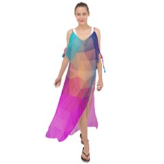 Triangles Polygon Color Maxi Chiffon Cover Up Dress