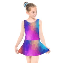 Triangles Polygon Color Kids  Skater Dress Swimsuit by artworkshop