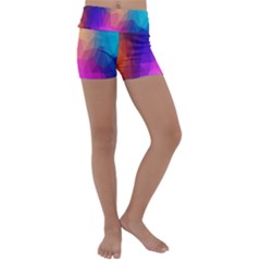 Triangles Polygon Color Kids  Lightweight Velour Yoga Shorts by artworkshop