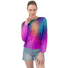 Triangles Polygon Color Banded Bottom Chiffon Top by artworkshop