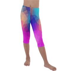 Triangles Polygon Color Kids  Lightweight Velour Capri Leggings  by artworkshop