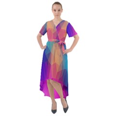 Triangles Polygon Color Front Wrap High Low Dress by artworkshop