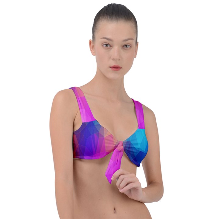 Triangles Polygon Color Front Tie Bikini Top