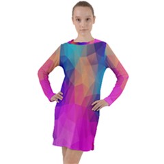 Triangles Polygon Color Long Sleeve Hoodie Dress by artworkshop