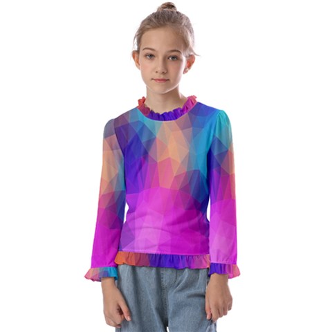 Triangles Polygon Color Kids  Frill Detail Tee by artworkshop