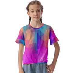 Triangles Polygon Color Kids  Cuff Sleeve Scrunch Bottom Tee