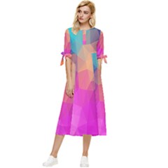 Triangles Polygon Color Bow Sleeve Chiffon Midi Dress by artworkshop