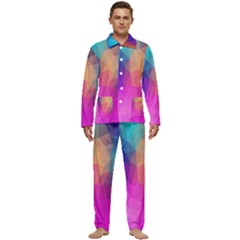 Triangles Polygon Color Men s Long Sleeve Velvet Pocket Pajamas Set by artworkshop