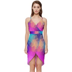 Triangles Polygon Color Wrap Frill Dress