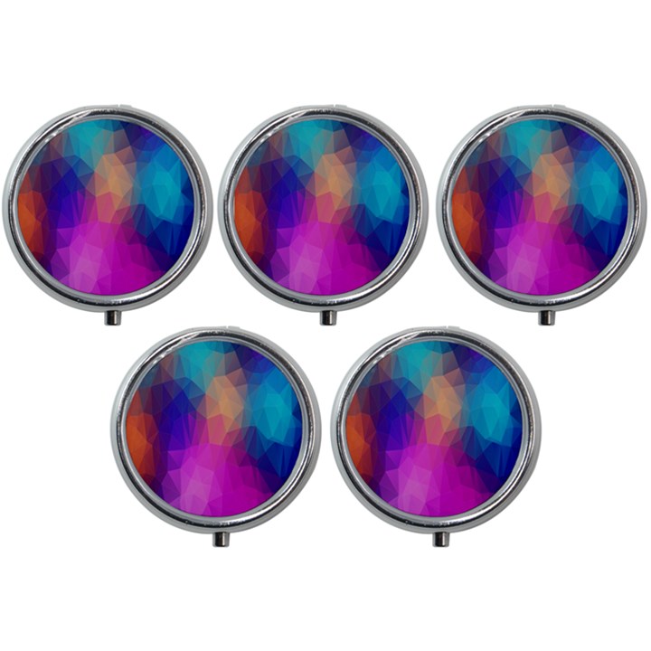 Triangles Polygon Color Mini Round Pill Box (Pack of 5)