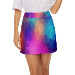 Triangles Polygon Color Mini Front Wrap Skirt by artworkshop