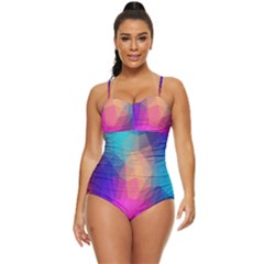 Triangles Polygon Color Retro Full Coverage Swimsuit