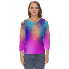 Triangles Polygon Color Cut Out Wide Sleeve Top